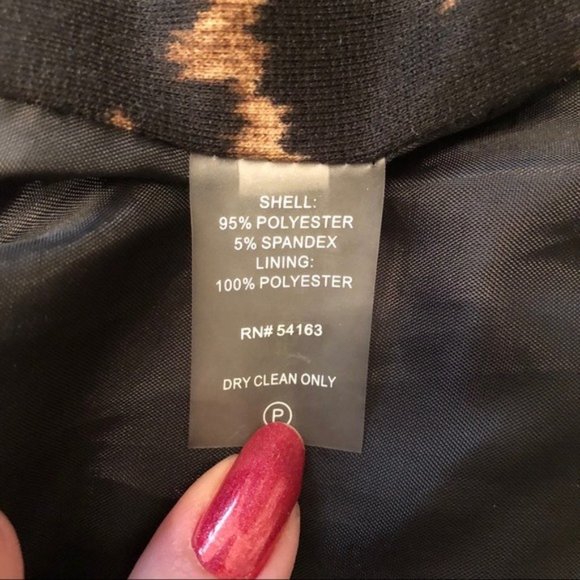 Calvin Klein Animal Print Ruffled Jacket Tan Black 4 Small - Picture 10 of 10